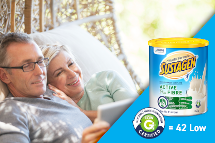 SUSTAGEN Hospital Formula plus fibre vanilla flavour is low GI