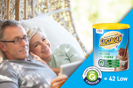 SUSTAGEN Hospital Formula plus fibre chocolate flavour is low GI